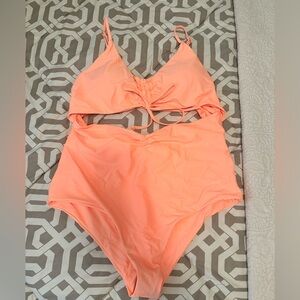 Pink Lily Orange One Piece Swimsuit with Cutout Design